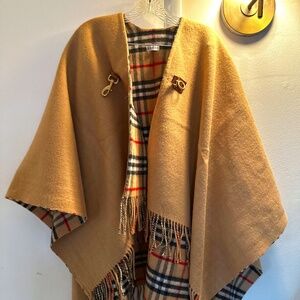 Reversible Check Wool Cape